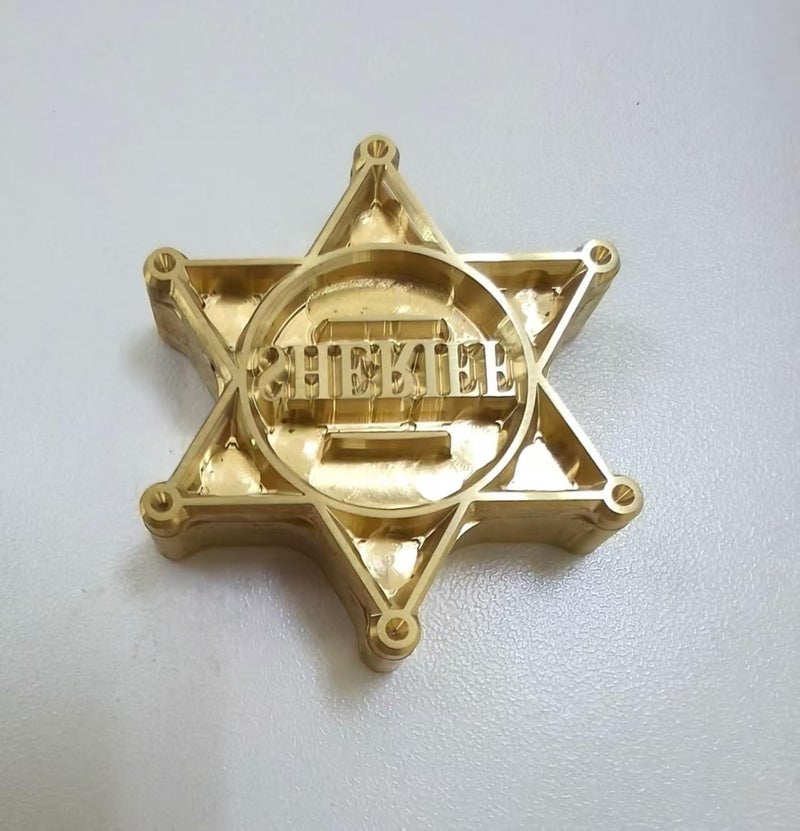 1 1/2" Sheriff Badge Branding Iron, Brass Branding Iron Stamp for Woodworking Leather Hats, Custom Logo Brander for Steak Burger BBQ Grilling